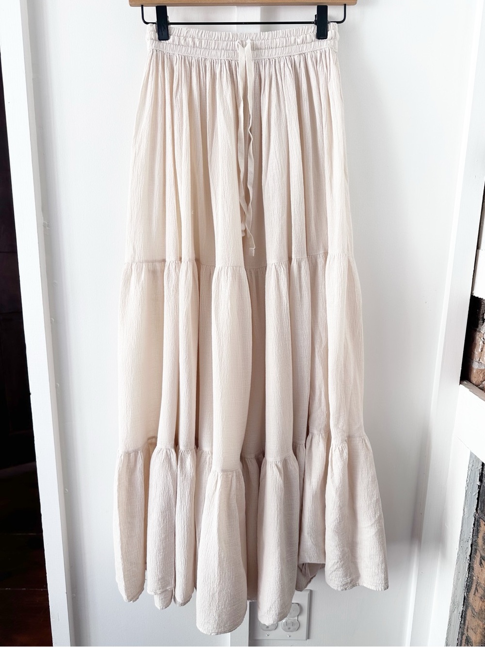 9 SEED tan tiered maxi skirt